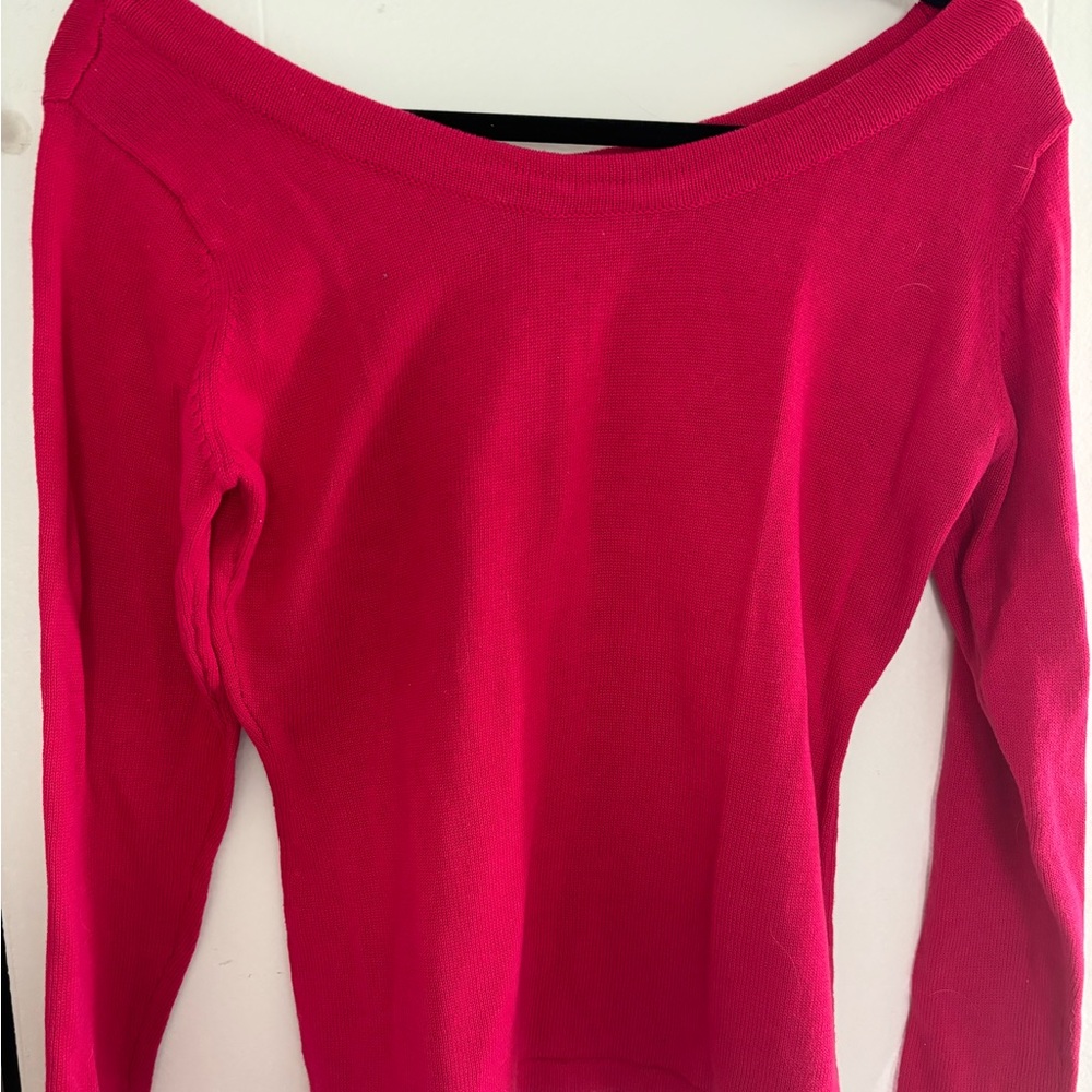 Anne Klein II vintage wide scoop neck hot pink sweater top size small